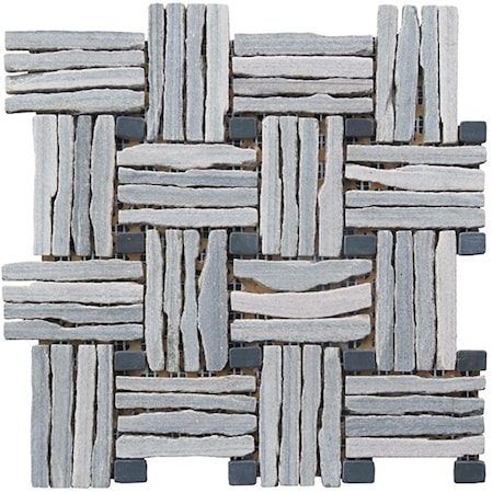 Tile Quartzite Basketweave Interlocked Mosaic Blend - Green LS013-G